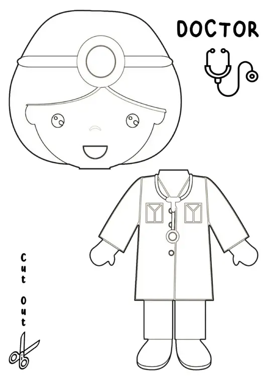 Doctor paper bag puppet template