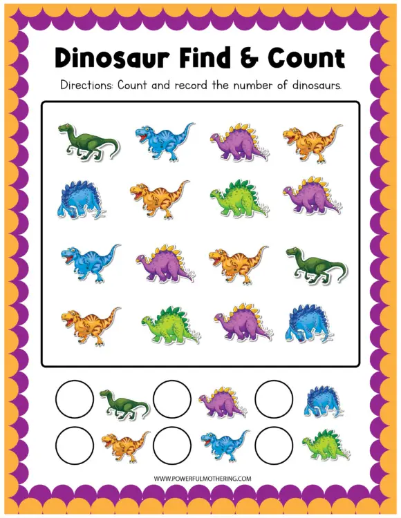 Dinosaur Learning Activities find & count