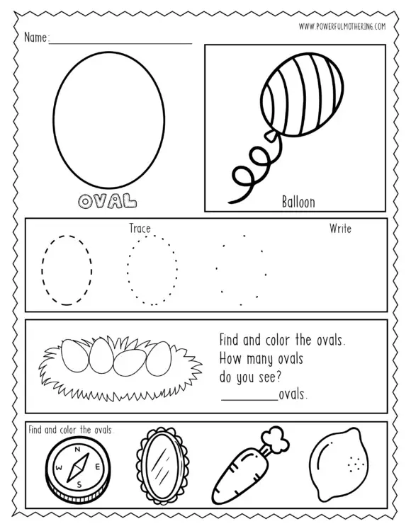 egg shapes worksheets for preschool