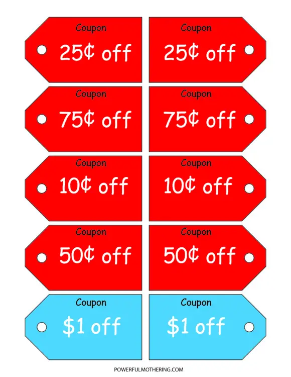 Grocery Store Pretend Play Printables coupons