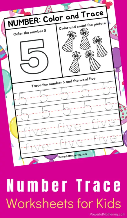 number trace color printables