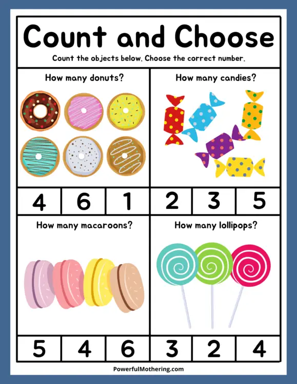 Printable Counting Skills Activity - count & choose