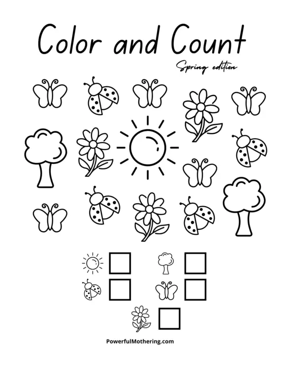 Printable Spring Activity Set color count