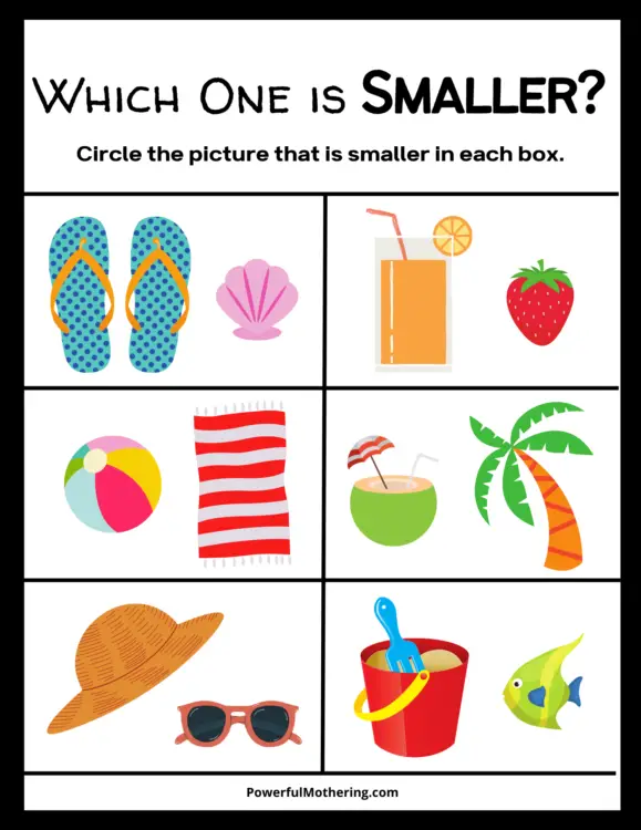 printable comparison activities - smaller one