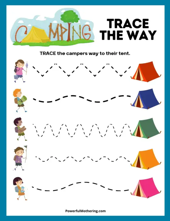 Printable Camping Activities - Trace the way