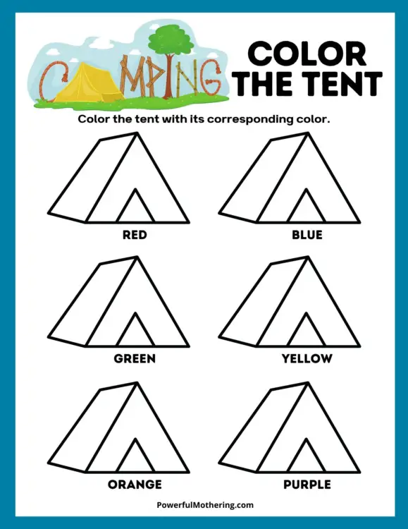 Printable Camping Activities - Color The Tent