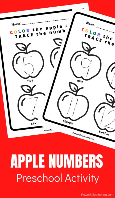 free printable number tracing apple worksheets