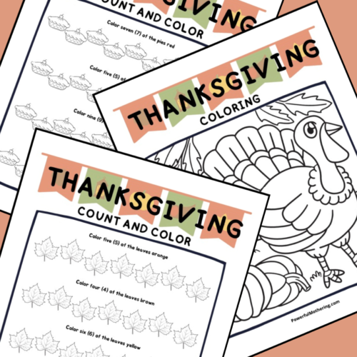 Free Thanksgiving Worksheet Count and Color