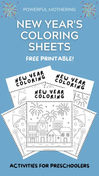 New Year's Coloring Sheets free printables
