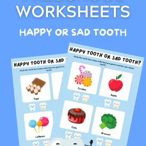 Free preschool worksheets available for download and print - Happy or Sad Tooth?