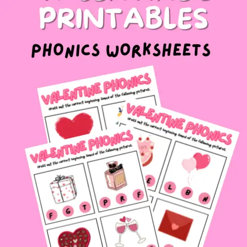 free printable Valentine's Day worksheets for kids phonics practice