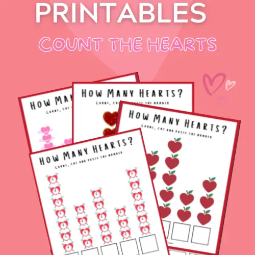 free Valentine's Day math printable worksheet - count the hearts