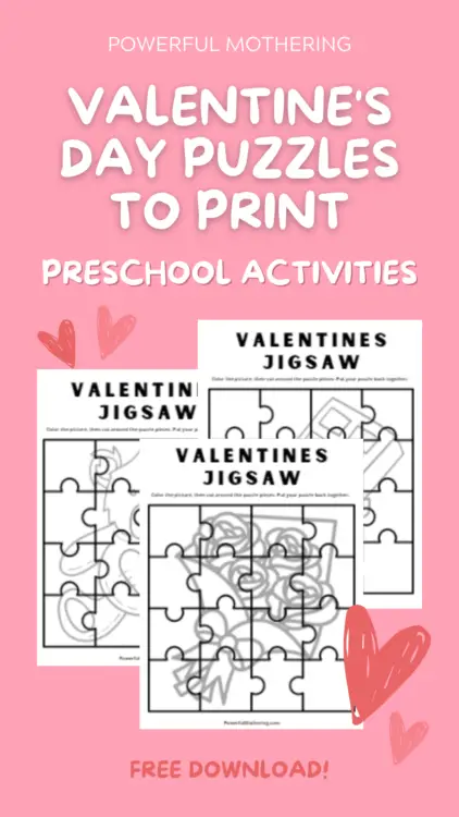free printable Valentine's jigsaw puzzle for kids