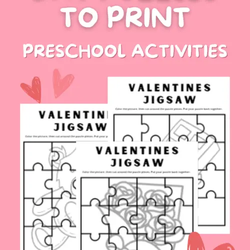 free printable Valentine's jigsaw puzzle for kids