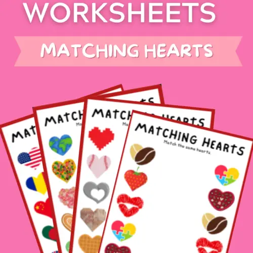 free Valentine's printable worksheet matching hearts game