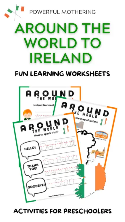 Around the World to Ireland free learning worksheets for kids