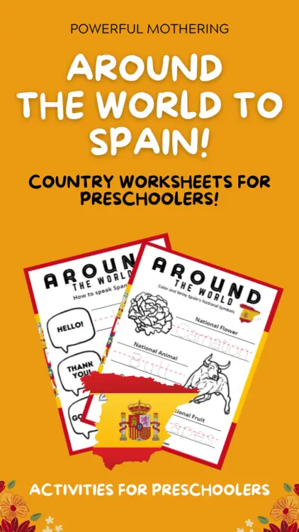Around the World to Spain country worksheets for kids
