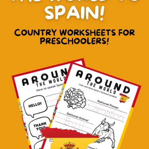 Around the World to Spain country worksheets for kids