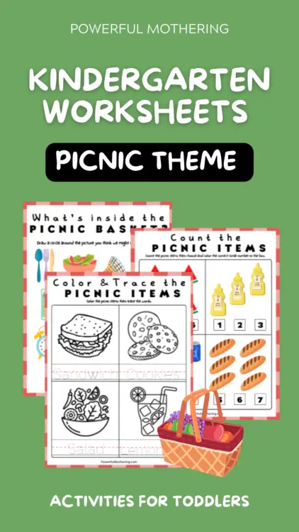 Kindergarten worksheets for download (free) - picnic themed
