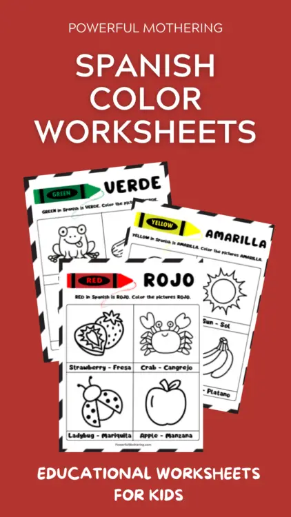 Spanish color worksheets for kids - free bilingual downloadable printables