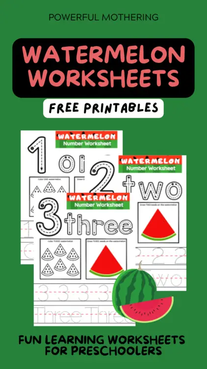 free watermelon printables for kids - practice writing and numeracy