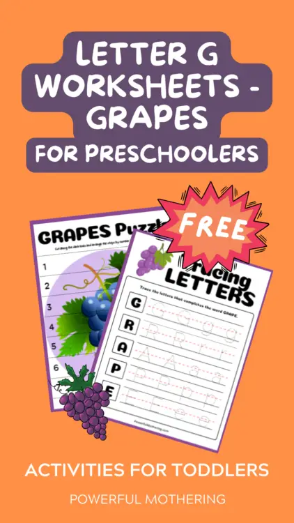 letter G worksheets - grapes - free printables for kids