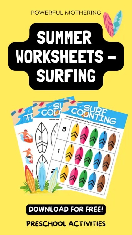 summer worksheets for kids - surfing worksheets available for download