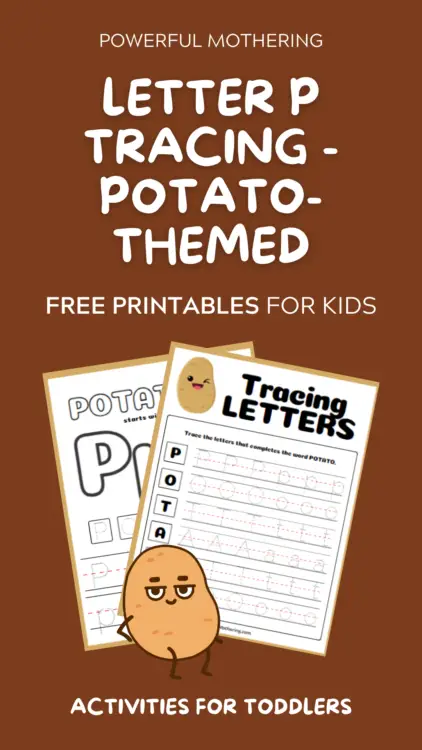 letter p tracing for kids - potato-themed