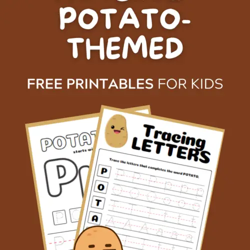 letter p tracing for kids - potato-themed