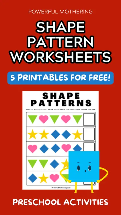 shape pattern worksheets for kids