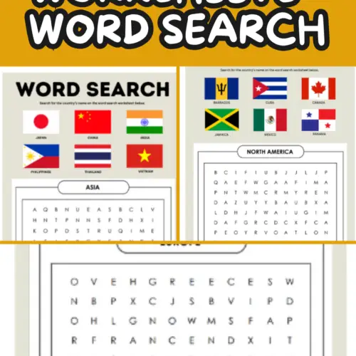 country worksheets for kids - word search