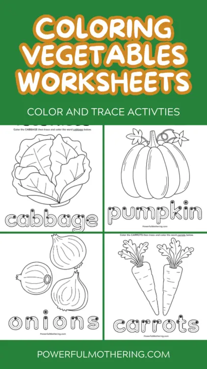 coloring vegetables worksheet