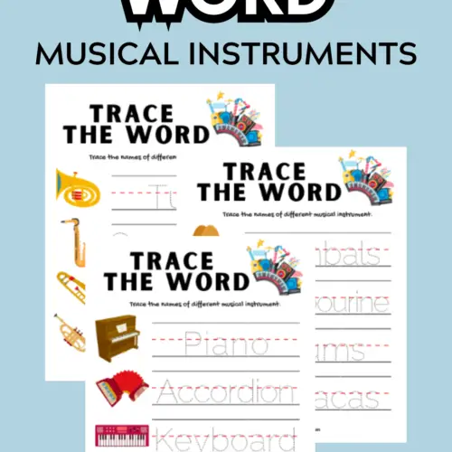 trace the word musical instruments printables