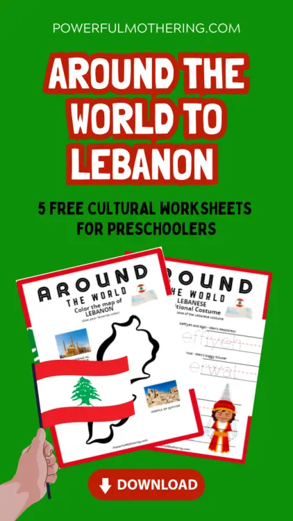 Around the World to Lebanon cultural worksheets for kids (free)
