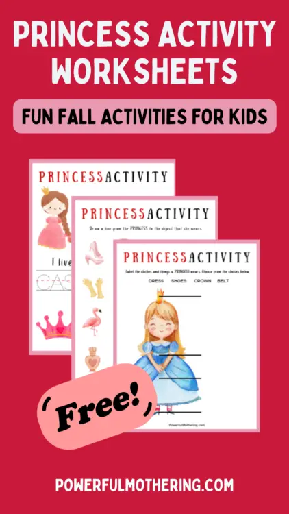 Free princess activity worksheets for kids