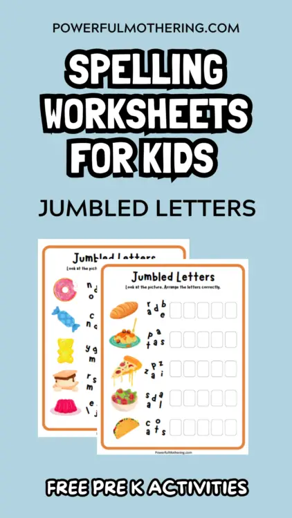 spelling worksheets for kids - jumbled letters
