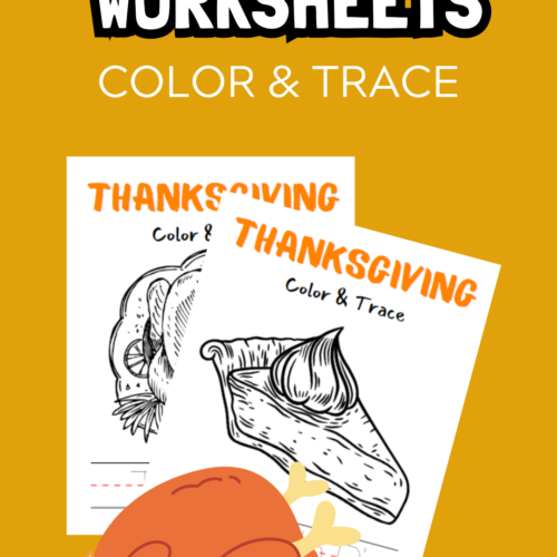 Thanksgiving worksheets for kids - color and trace