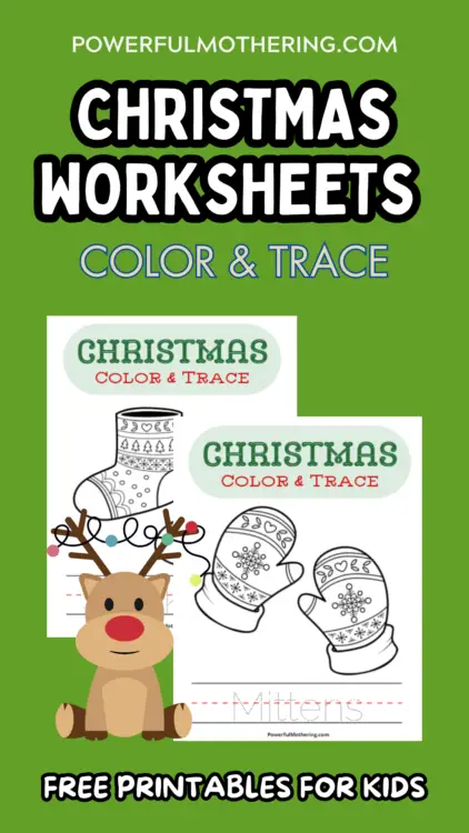 Free Christmas worksheets - color and trace