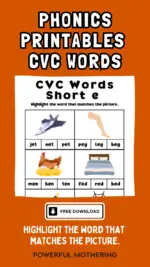 Phonics Printables – CVC Words