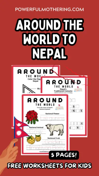 Around The World to Nepal: Free Worksheets for Kids